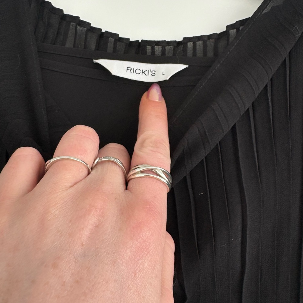 Ricki’s Black Pleated Women's Top mock neck - Picture 4 of 4